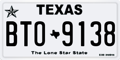TX license plate BTO9138