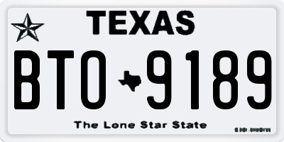TX license plate BTO9189