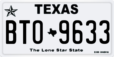 TX license plate BTO9633