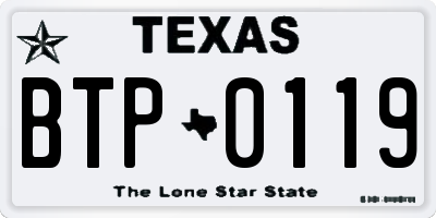 TX license plate BTP0119