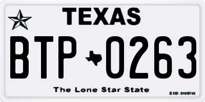 TX license plate BTP0263