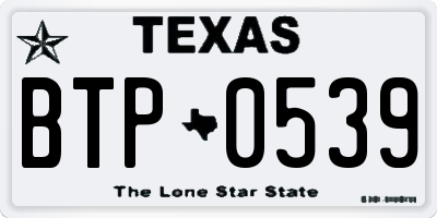 TX license plate BTP0539