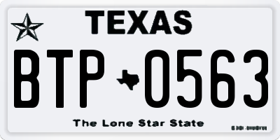 TX license plate BTP0563