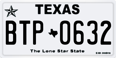 TX license plate BTP0632