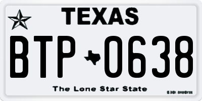 TX license plate BTP0638