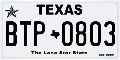 TX license plate BTP0803