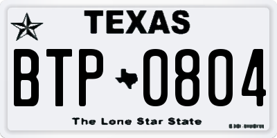 TX license plate BTP0804