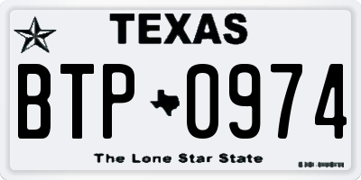 TX license plate BTP0974