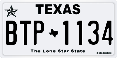 TX license plate BTP1134