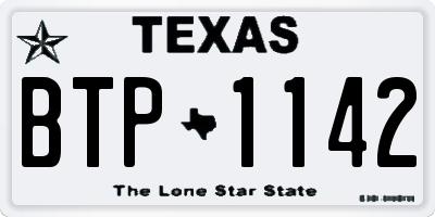 TX license plate BTP1142