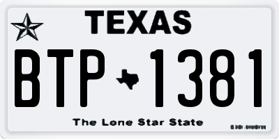 TX license plate BTP1381