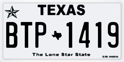TX license plate BTP1419