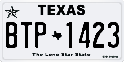 TX license plate BTP1423