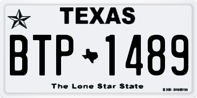 TX license plate BTP1489