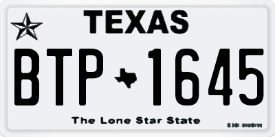 TX license plate BTP1645