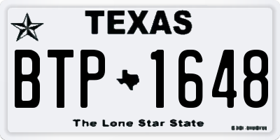 TX license plate BTP1648