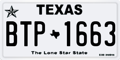 TX license plate BTP1663