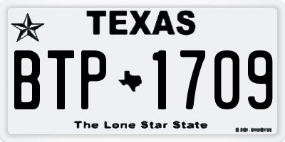 TX license plate BTP1709