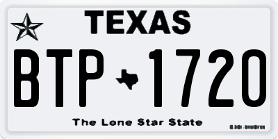 TX license plate BTP1720