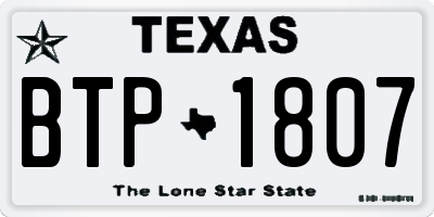 TX license plate BTP1807