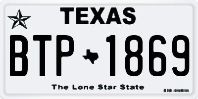 TX license plate BTP1869