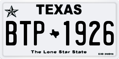 TX license plate BTP1926