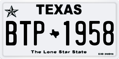TX license plate BTP1958