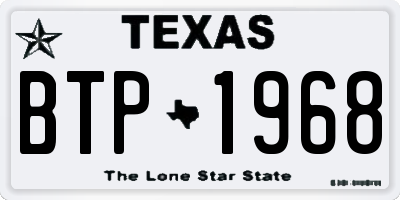 TX license plate BTP1968
