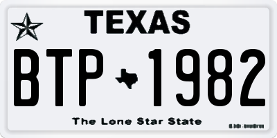 TX license plate BTP1982