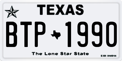 TX license plate BTP1990