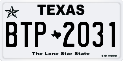 TX license plate BTP2031