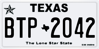 TX license plate BTP2042