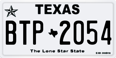 TX license plate BTP2054