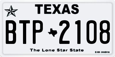 TX license plate BTP2108
