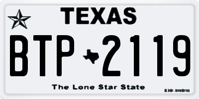 TX license plate BTP2119