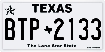 TX license plate BTP2133