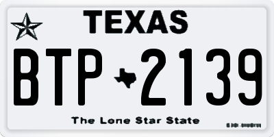 TX license plate BTP2139