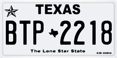 TX license plate BTP2218