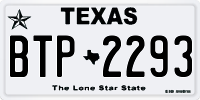 TX license plate BTP2293