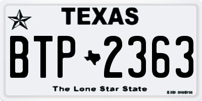TX license plate BTP2363