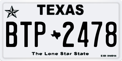 TX license plate BTP2478