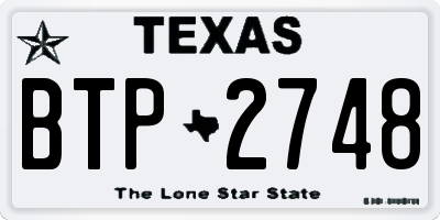TX license plate BTP2748