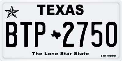 TX license plate BTP2750
