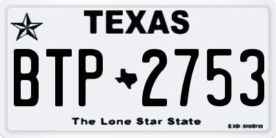 TX license plate BTP2753