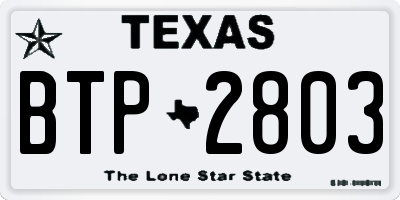 TX license plate BTP2803