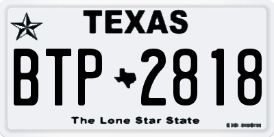 TX license plate BTP2818
