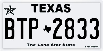 TX license plate BTP2833
