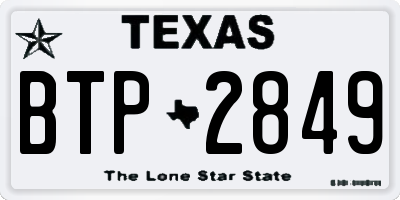 TX license plate BTP2849