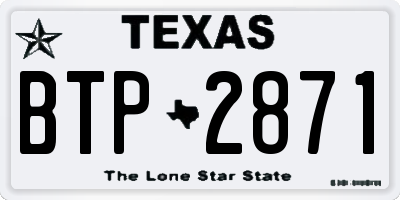 TX license plate BTP2871