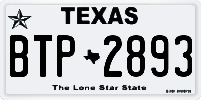 TX license plate BTP2893